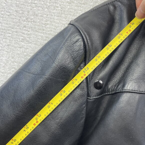 VTG Ski-Doo Bombardier Military Leather Bomber Jacket Mens 42 Black Snowmobile - Picture 9 of 13